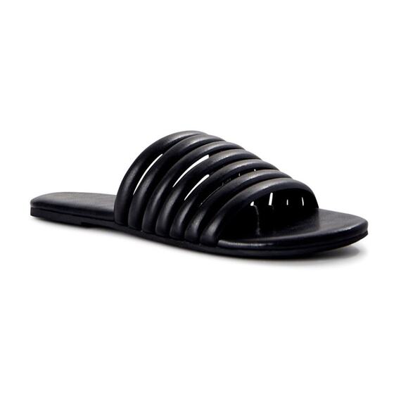 New Time And Tru Women's Multi-Band Slide Sandals Size 11 Black - Picture 1 of 7